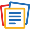 Ein blaues, gelbes und rotes Symbol mit einem Blatt Papier, das Marketingautomatisierung darstellt.